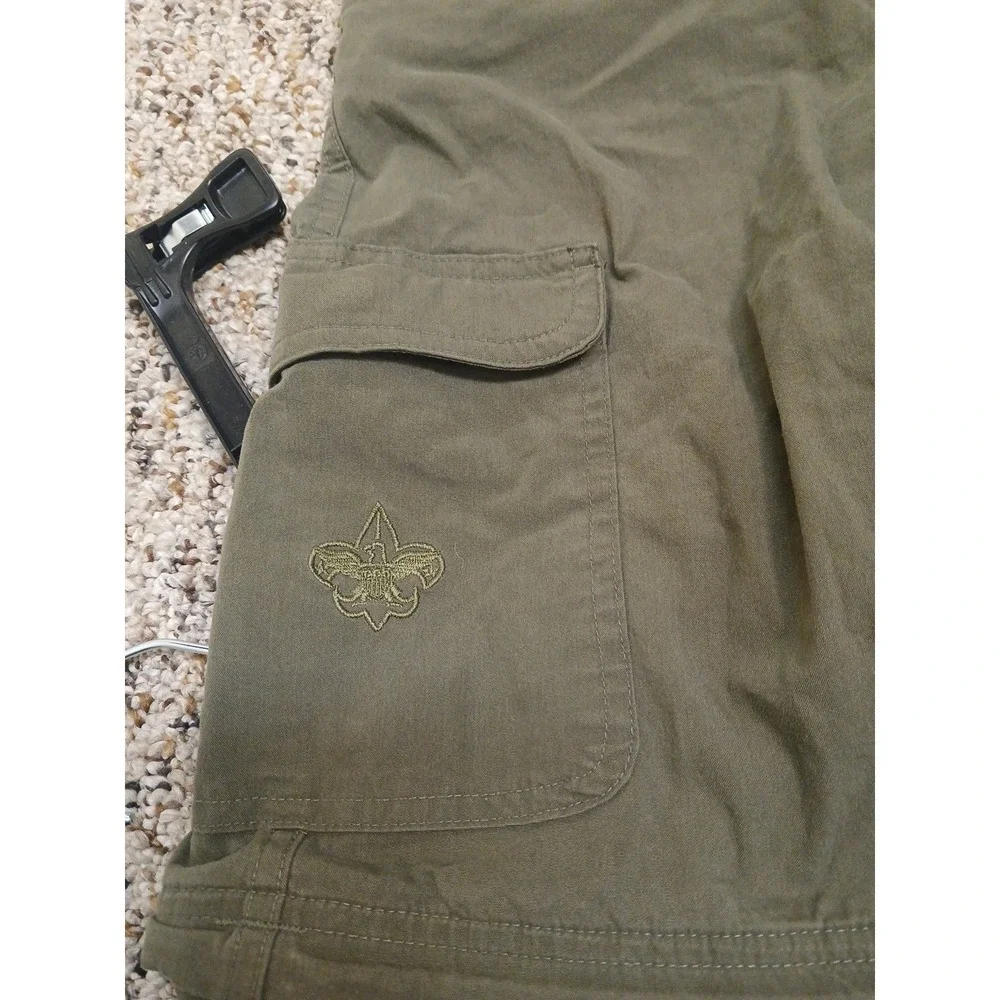 Sz 14 Boy Scouts Green Uniform Cargo Shorts-Cotton/Nylon/Spandex Blend 30